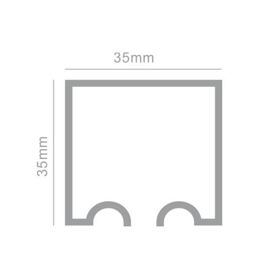 Trilho de Aluminio Concavo Reforçado Natural 35x35