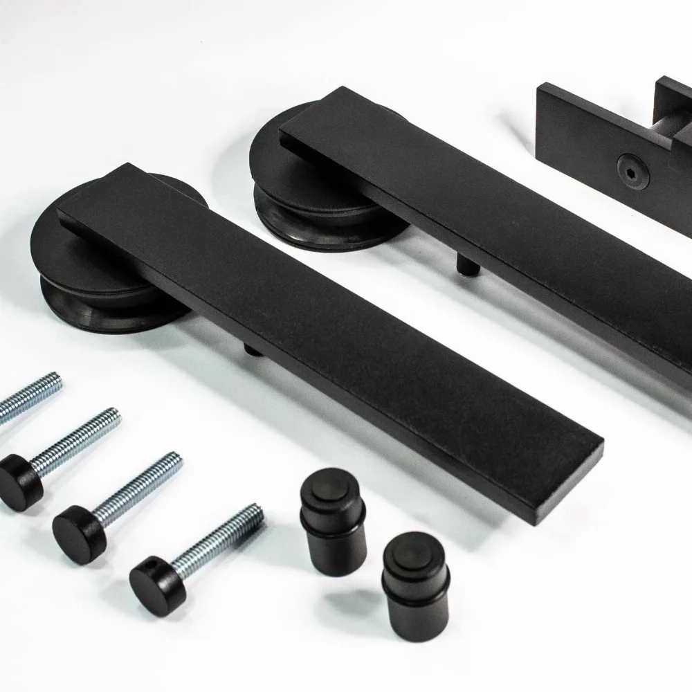 Kit Aparente at&eacute; 80kg para Porta de Correr Preto Fosco