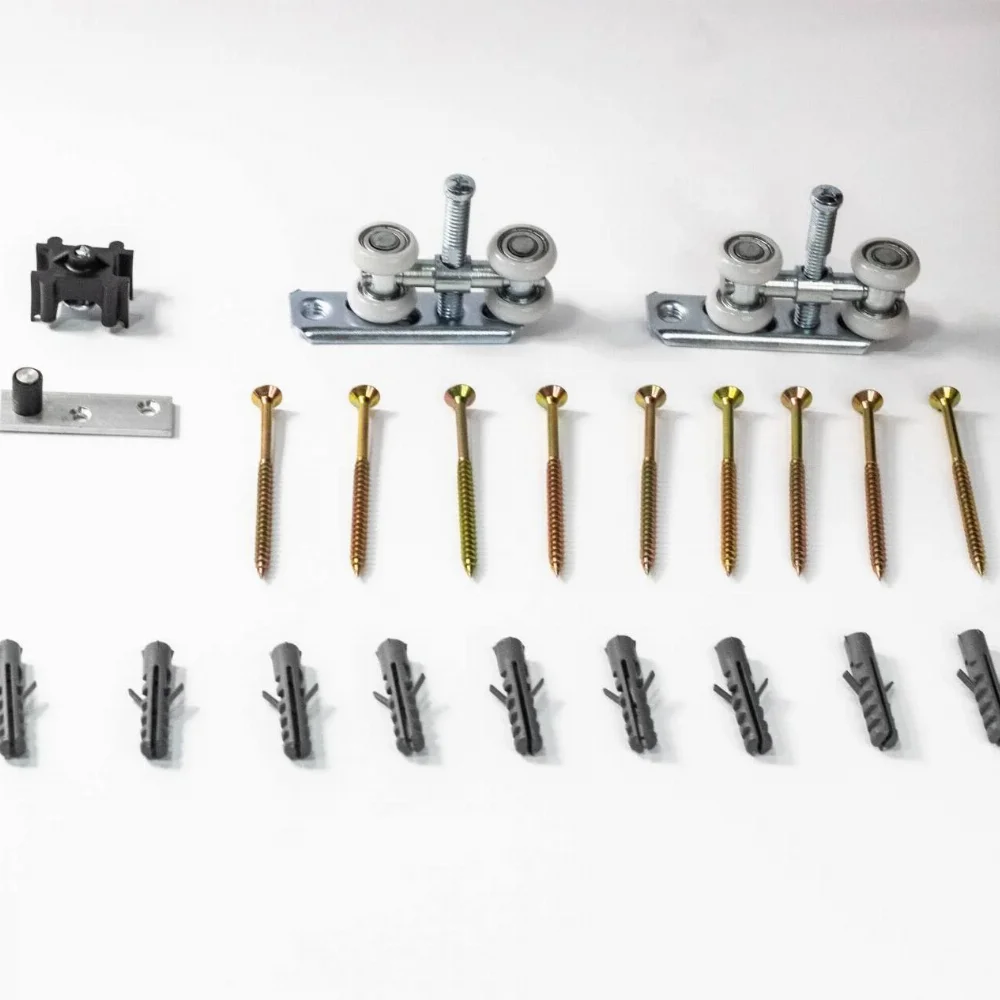 Kit com Acabamento em Madeira para Porta com Roldana 4 Rodas