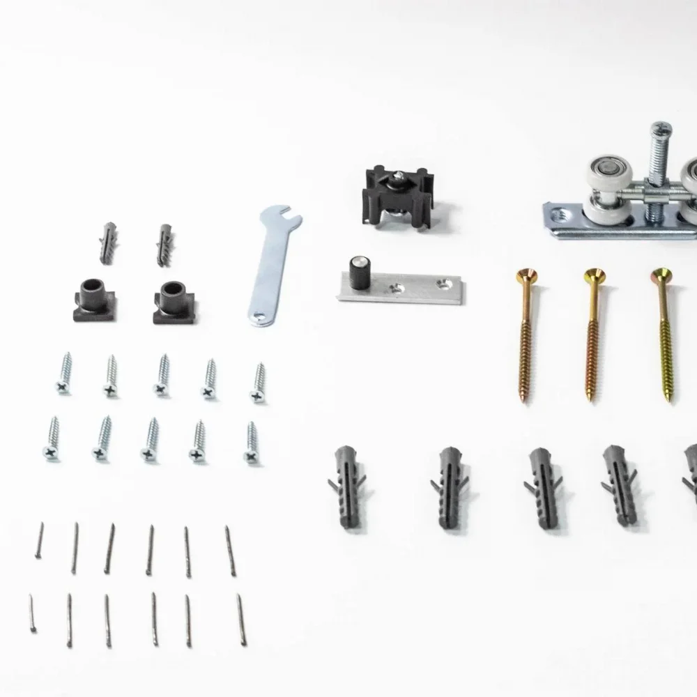 Kit com Acabamento em Madeira para Porta com Roldana 4 Rodas